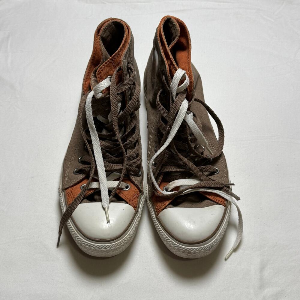 Vintage Converse Double Tongue High-Tops In Brown & Orange Men’s Size 9